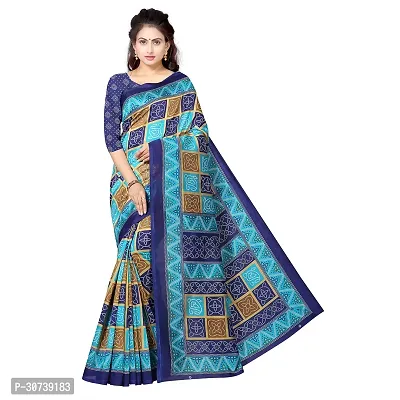 Stylish Polycotton Blue  Saree without Blouse piece For Women