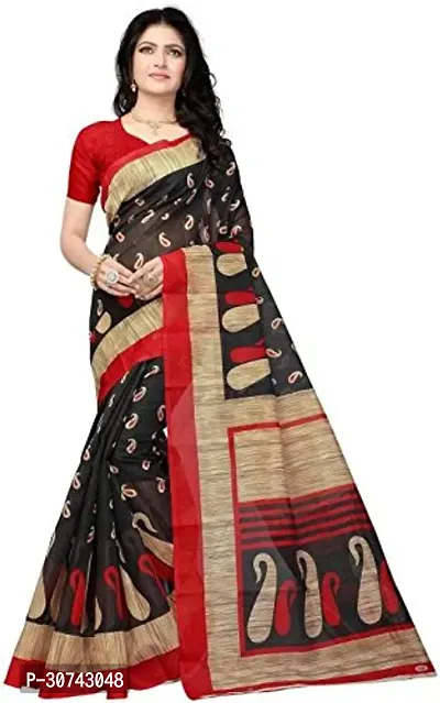 Elegant Black Polycotton Saree without Blouse piece For Women-thumb0