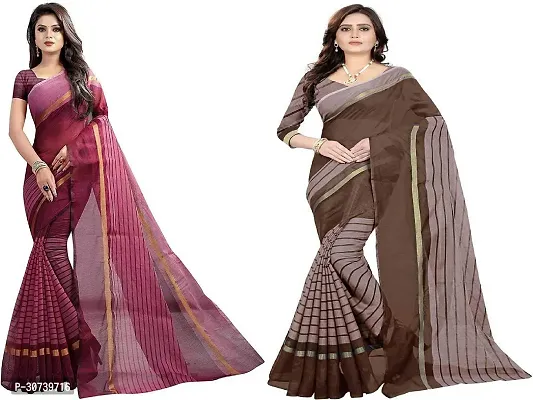 Stylish Multicoloured Polycotton Printed Saree without Blouse piece For Women Pack Of 2-thumb0