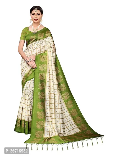 Stylish Polycotton Green  Saree without Blouse piece For Women-thumb0