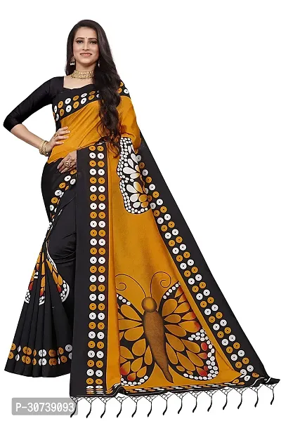 Stylish Polycotton Brown  Saree without Blouse piece For Women-thumb0