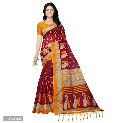 Stylish Polycotton Maroon  Saree without Blouse piece For Women