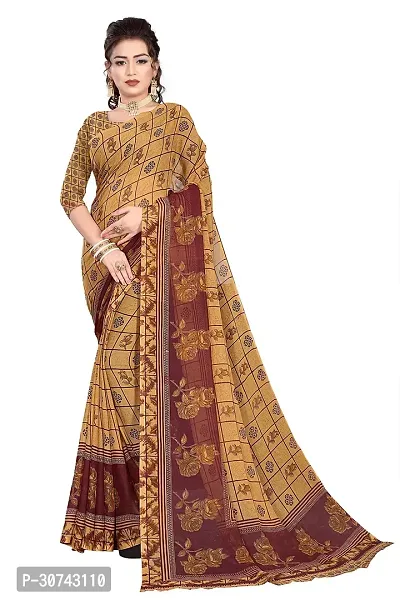 Elegant Beige Polycotton Saree without Blouse piece For Women