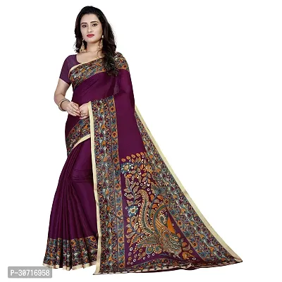 Stylish Polycotton Purple  Saree without Blouse piece For Women-thumb0