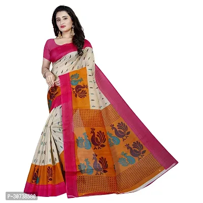 Stylish Polycotton Pink  Saree without Blouse piece For Women