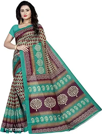 Stylish Polycotton Green  Saree without Blouse piece For Women-thumb0