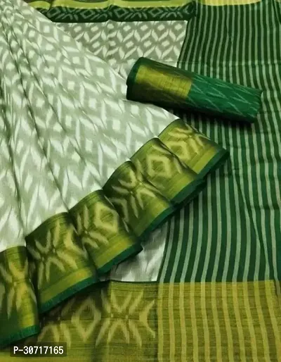 Stylish Polycotton Green  Saree without Blouse piece For Women-thumb0