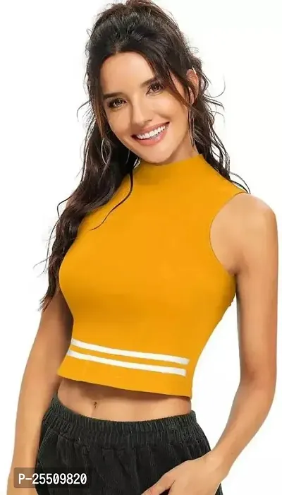 Elegant Yellow Polyester Striped Top For Women-thumb0