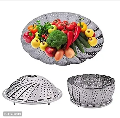 Trendy Stainless Steel Foldable Steamer Basket, Folding Collapsible Basket Stainless Steel Vegetable Steamer Instant Pot Accessories For Food-thumb0