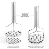 Trendy Stainless Steel Double Potato Vegetable Pav Bhaji Masher Silver Kitchen Tool Hand Press For Dal-Vegetable-Potato-Baby Food-Pav Bhaji Smasher For Kitchen-thumb1