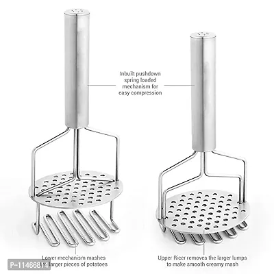 Trendy Stainless Steel Double Potato Vegetable Pav Bhaji Masher Silver Kitchen Tool Hand Press For Dal-Vegetable-Potato-Baby Food-Pav Bhaji Smasher For Kitchen-thumb2