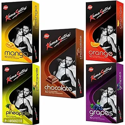 Kamasutra Chocolate, Mango, Orange, Grapes, Pineapple Flavors C (Set of 5, 50S)