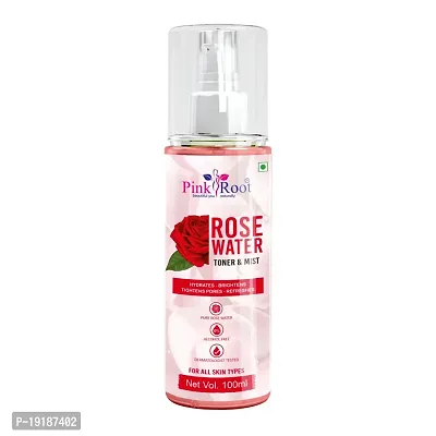 Natural Rose Water Toner  Mist, Made With Pure Rose Extracts As Toner, Skin Hydrator, Makeup Remover  Helps In Pore Tightening, 100Ml