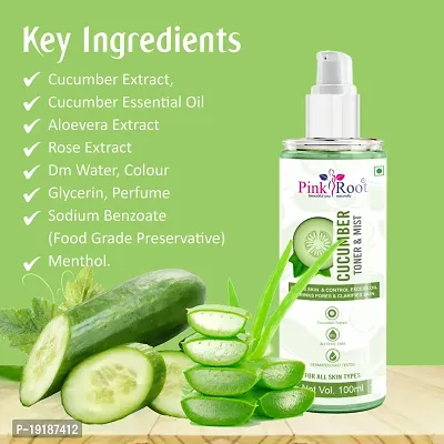 Natural Cucumber Toner  Mist 100Ml, Hydrating Pore Tightening Moisturizing Revitalising Face Spray Toner For All Skin Types, Natural, No Alcohol, Parabens  Sulphates (Pack Of 2)-thumb3