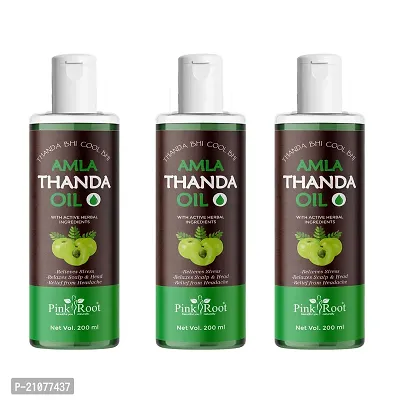 Natural Amla Thanda Cool And Refreshing Hair Oil For Pain Relief Relaxation Hair Oil 200 Ml (Pack Of 3)