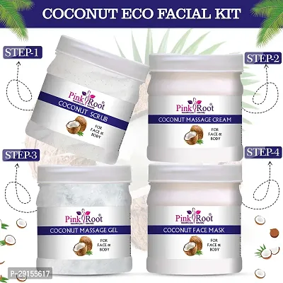 Coconut Eco Facial Kit , 500gm Pack of 4, Anti Acne, Pimples Control, Tan Removal, Dead Skin Removal, Nourishing  Moisturising Skin-thumb0