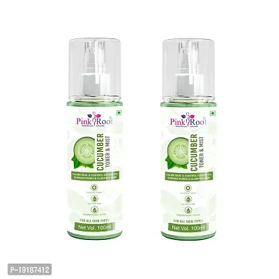 Natural Cucumber Toner  Mist 100Ml, Hydrating Pore Tightening Moisturizing Revitalising Face Spray Toner For All Skin Types, Natural, No Alcohol, Parabens  Sulphates (Pack Of 2)-thumb0