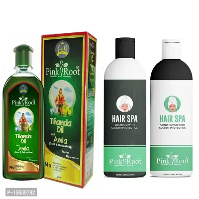 Pink Root Thanda Oil Amla 200ml, Hair Spa Shampoo 200ml And Conditioner 200ml Pack Of 3