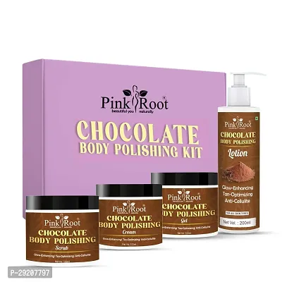 Pink Root Chocolate Body Polishing Kit for Exfoliation, Tan Removal  Intense Moisturization- for Men  Women