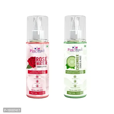 Natural Rose Water  Cucumber Toner  Mist (Pack Of 2)