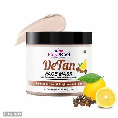 Pinkroot Detan Face Mask (100G) Cream Mask Skin Brightening Ubtan Face Pack For Glowing Skin,Tan Removal, Whitening, Depigmentation, Oil Control, Acne And Fairness, Pollution Removing-thumb0