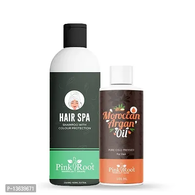 Pink Root Hair Spa Shampoo 200ml And Moroccan Argan Oil 100ml Pack Of 2