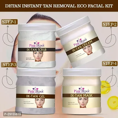 De Tan Eco Facial Kit , 500gm Pack of 4, Skin Brightening Ubtan For Glowing Skin,Tan Removal, Whitening, Depigmentation, Oil Control, Acne  Fairness