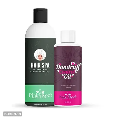 Pink Root Hair Spa Shampoo 200ml And Dandruff Control Hair Oil 100ml Pack Of 2