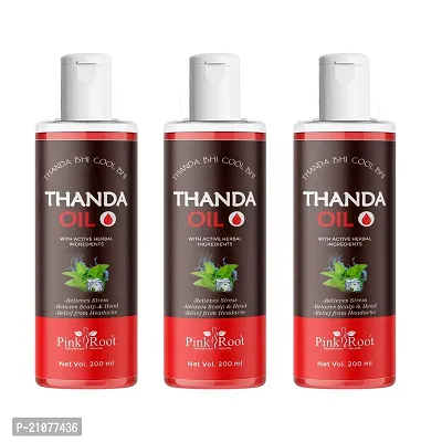 Natural Thanda Cool And Refreshing Hair Oil For Pain Relief Relaxation Hair Oil 200 Ml (Pack Of 3)-thumb0