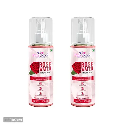 Natural Rose Water Toner  Mist, Made With Pure Rose Extracts As Toner, Skin Hydrator, Makeup Remover  Helps In Pore Tightening, 100Ml (Pack Of 2)