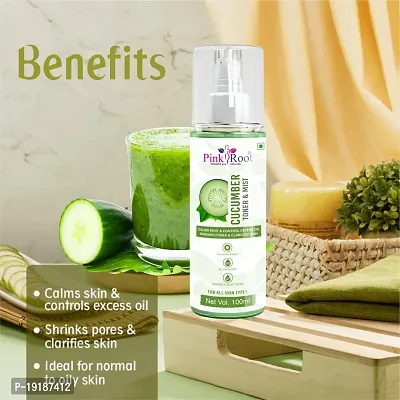 Natural Cucumber Toner  Mist 100Ml, Hydrating Pore Tightening Moisturizing Revitalising Face Spray Toner For All Skin Types, Natural, No Alcohol, Parabens  Sulphates (Pack Of 2)-thumb2