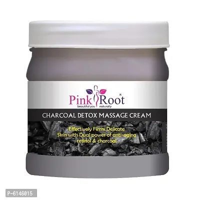 Pink Root Charcoal Detox Massage Cream Effectively Firms Delicate Skin with Dual Power of anti-aging Retional and Charcoal 500ml