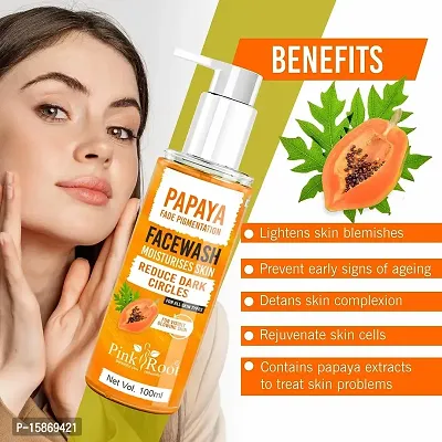 Pink Root Papaya Tan Removal Face Wash 100ML - Face Wash With Vitamin C, Papaya And Lemon For Dark Spot Reduction And Clear Skin- Face Wash-thumb2