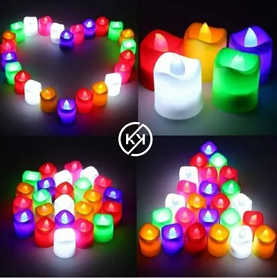 Color Changing Tea Lights, Flameless Diyas Colorful LED Tealights, Flashing Candles Light for Diwali - Pack Of 12