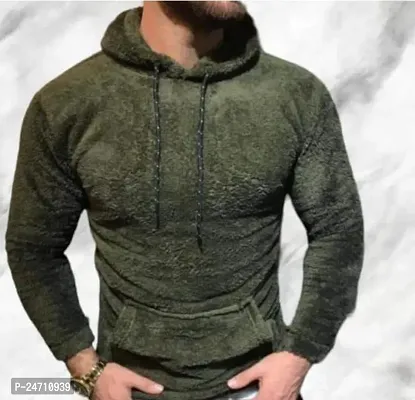 Elegant Green Fleece Long Sleeves Hooded Sweatshirts For Men-thumb0