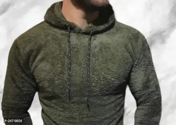 Elegant Green Fleece Long Sleeves Hooded Sweatshirts For Men-thumb2