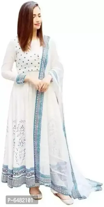 Stylish White Rayon Self Design Kurta with Dupatta Set For Women