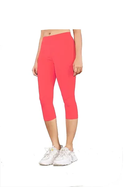 B S Women's Slim Fit 3/4 Leggings (XL, Light Pink)