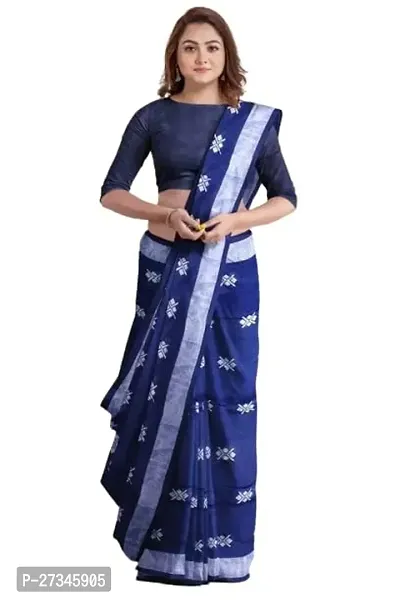 Beautiful Navy Blue Art Silk Printed Saree For Women-thumb0