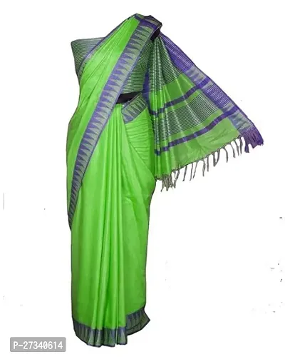 Stylish Green Art Silk Cotton Saree without Blouse piece For Women-thumb0