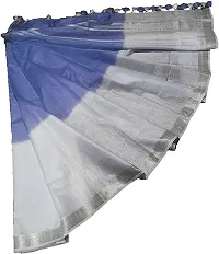 Beautiful Blue Cotton Solid Saree For Women-thumb1