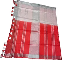 Stylish Red Cotton Saree without Blouse piece For Women-thumb2