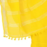 Stylish Yellow Linen Saree without Blouse piece For Women-thumb3