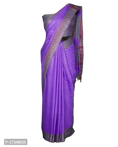 Stylish Purple Art Silk Cotton Saree without Blouse piece For Women-thumb2