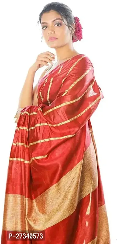 Stylish Red Art Silk Saree without Blouse piece For Women-thumb3