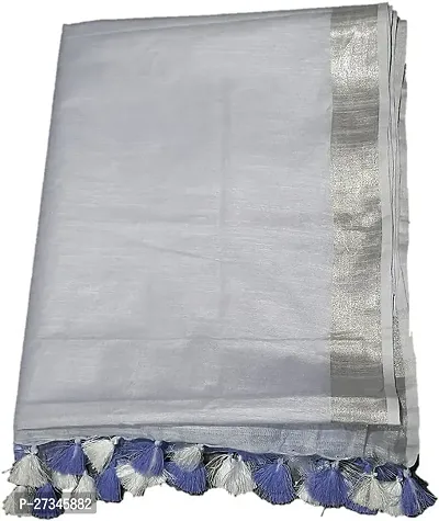 Beautiful Blue Cotton Solid Saree For Women-thumb4