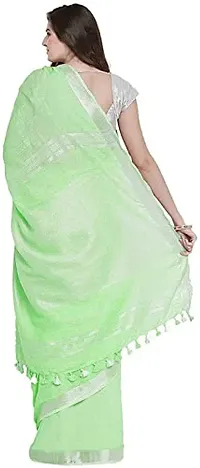 Stylish Green Cotton Saree without Blouse piece For Women-thumb2