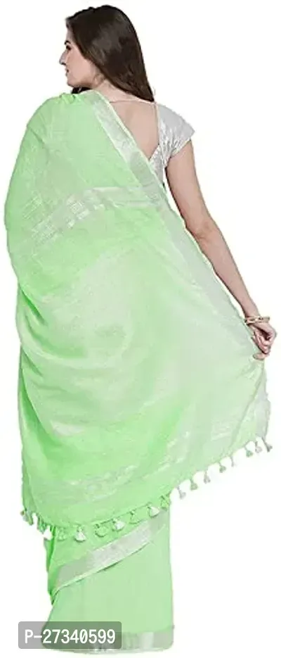 Stylish Green Cotton Saree without Blouse piece For Women-thumb3