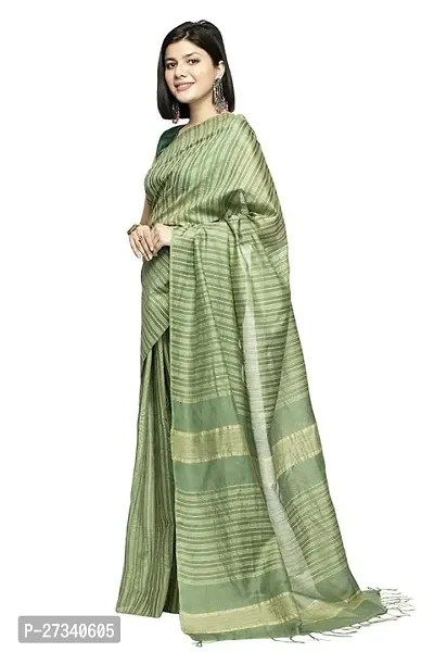 Stylish Green Art Silk Cotton Saree without Blouse piece For Women-thumb2