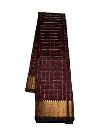 Beautiful Brown Art Silk Checked Saree For Women-thumb2